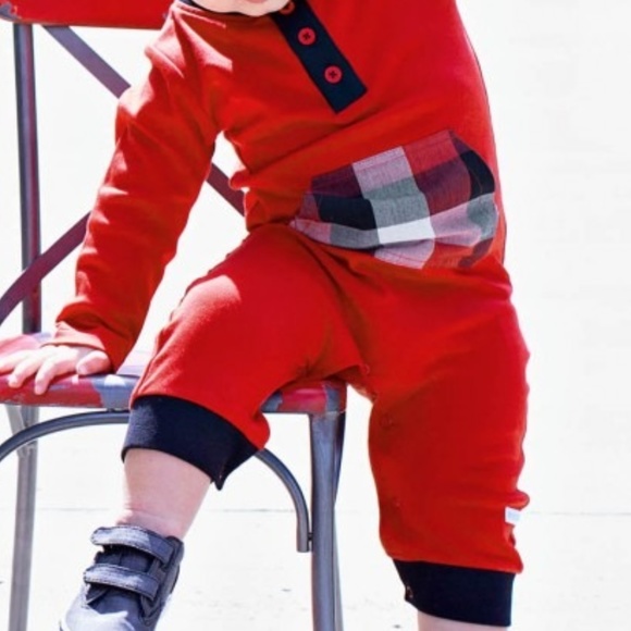 Baby Boys' Buffalo Check Red Christmas Romper - Picture 1 of 2